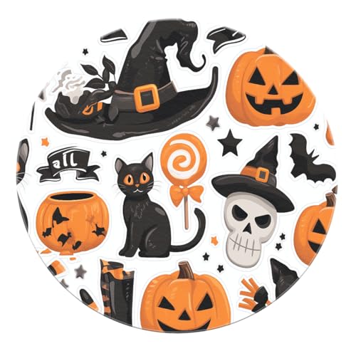 SHUODAOCO Halloween Elements Runder Teppich 90cm - Orange & Black Style Faltbare rutschfeste weiche Kreisteppiche für Schlafzimmer-Wohnzimmer-Dekor SHUODAOCO Halloween Elements Runder Teppich 90cm - Orange & Black Style Faltbare rutschfeste weiche Kreisteppiche für Schlafzimmer-Wohnzimmer-Dekor von SHUODAOCO