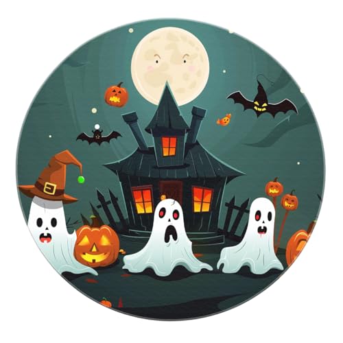 SHUODAOCO Halloween Haunted House Runder Teppich 100cm - Waschbarer Rutschfester weicher Kreis Teppich Schlafzimmer Wohnzimmer Eingangsbereich Flur Home Decor Türmatte SHUODAOCO Halloween Haunted House Runder Teppich 100cm - Waschbarer Rutschfester weicher Kreis Teppich Schlafzimmer Wohnzimmer Eingangsbereich Flur Home Decor Türmatte von SHUODAOCO