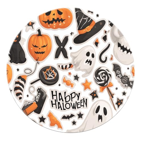 SHUODAOCO Halloween Them Runder Teppich 100cm - Orange & Schwarz rutschfeste weiche Circlar Teppiche für Schlafzimmer Wohnzimmer Eingangsbereich Klassenzimmer Dekor Kinderzimmer SHUODAOCO Halloween Them Runder Teppich 100cm - Orange & Schwarz rutschfeste weiche Circlar Teppiche für Schlafzimmer Wohnzimmer Eingangsbereich Klassenzimmer Dekor Kinderzimmer von SHUODAOCO