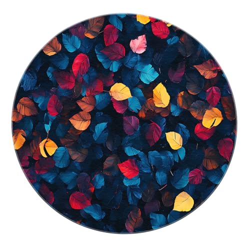 SHUODAOCO Herbst Boho Style Round Rug 60cm - waschbarer niedrigfloriger Kreisteppich mit Blauer Basis Rutschfester Faltbarer Türmatte für Home Office Eingangsbereich Wohnzimmer SHUODAOCO Herbst Boho Style Round Rug 60cm - waschbarer niedrigfloriger Kreisteppich mit Blauer Basis Rutschfester Faltbarer Türmatte für Home Office Eingangsbereich Wohnzimmer von SHUODAOCO