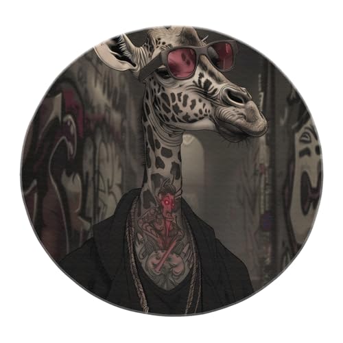 SHUODAOCO Hip Hop Giraffe Runde Fläche Teppich 160cm - Graffiti Stil Waschbarer Kreis Teppich rutschfest Weich für Wohnzimmer Schlafzimmer Eingangsbereich Foyer Klassenzimmer SHUODAOCO Hip Hop Giraffe Runde Fläche Teppich 160cm - Graffiti Stil Waschbarer Kreis Teppich rutschfest Weich für Wohnzimmer Schlafzimmer Eingangsbereich Foyer Klassenzimmer von SHUODAOCO