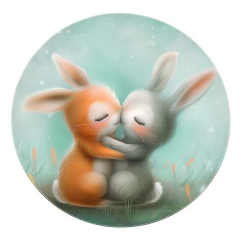 SHUODAOCO Hugging Bunnies Runde Bereich Teppiche 160cm - niedliches Tier waschbar weicher Kreis Teppich rutschfest Esszimmer Foyer Wohnzimmer Schlafzimmer Fußmatte SHUODAOCO Hugging Bunnies Runde Bereich Teppiche 160cm - niedliches Tier waschbar weicher Kreis Teppich rutschfest Esszimmer Foyer Wohnzimmer Schlafzimmer Fußmatte von SHUODAOCO