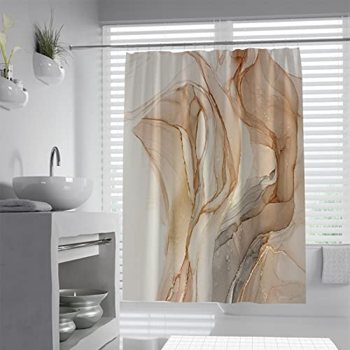 SHUODAOCO Luxus-Duschvorhänge Moderne Jade-Gold-Textur-Duschvorhang-Sets mit Haken Polyester-Stoff-Duschvorhang Home Badezimmer Dekor Vorhang 240Bx200Lcm von SHUODAOCO