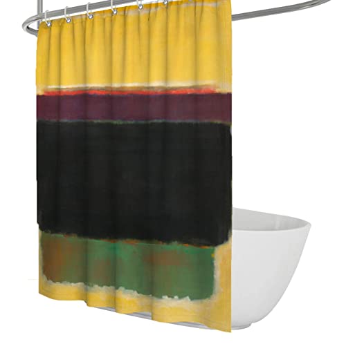SHUODAOCO Mark Rothko Ästhetischer Duschvorhang gelber Hintergrund Badezimmer-Dekor-Set mit Haken Mehrfarbiges Polyestergewebe wasserdichte Duschvorhänge 200Bx240Lcm von SHUODAOCO
