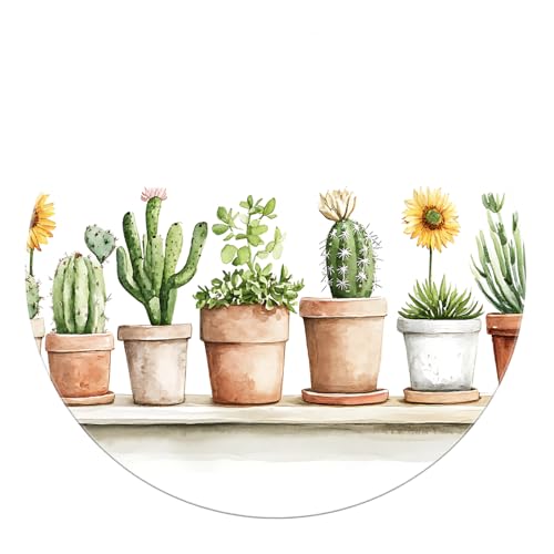SHUODAOCO Mehrfarbige Topfpflanzen Blumen runder Teppich 100cm - Botanischer Garten Teppiche Dünne Faltbare tragbare für Balkon Arbeitszimmer Wohnkultur von SHUODAOCO