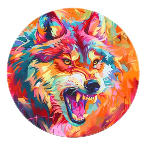 SHUODAOCO Mehrfarbige Wolf Runde Fläche Teppiche 100cm - Moderne Tierwaschbare Türmatte rutschfest weich für Wohnzimmer Schlafzimmer Flur Waschküche SHUODAOCO Mehrfarbige Wolf Runde Fläche Teppiche 100cm - Moderne Tierwaschbare Türmatte rutschfest weich für Wohnzimmer Schlafzimmer Flur Waschküche von SHUODAOCO