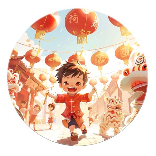 SHUODAOCO Moderne Frühlingsfestivals Runde Teppiche - Reunion Feier Waschbare Teppiche niedrige Flor Rote Fußmatte für Eingangsbereich Schlafzimmer Wohnzimmer 200cm SHUODAOCO Moderne Frühlingsfestivals Runde Teppiche - Reunion Feier Waschbare Teppiche niedrige Flor Rote Fußmatte für Eingangsbereich Schlafzimmer Wohnzimmer 200cm von SHUODAOCO