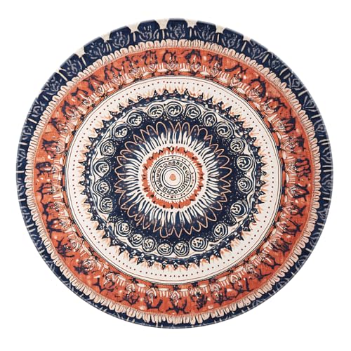 SHUODAOCO Moderner Abstrakter runder Teppich 100cm - künstlerisches geometrisches Design Kreis Teppiche niedrige Flormatte Anti Rutsch für Wohnheim Studio Wohnzimmer Esszimmer von SHUODAOCO
