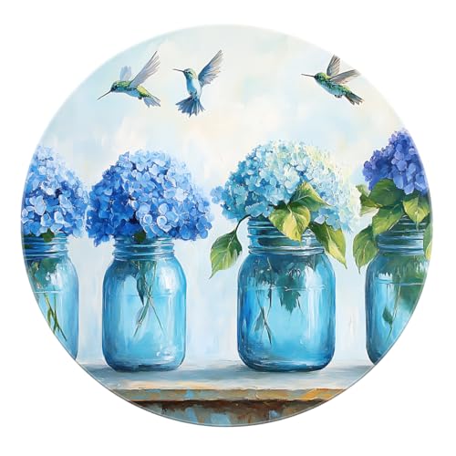SHUODAOCO Natur Thema Blume Vogel Runde Teppiche 100cm - Blau Weiß Blumen waschbar Rutschfester weicher Kreis Teppich für Eingangsbereich Wohnzimmer Esszimmer SHUODAOCO Natur Thema Blume Vogel Runde Teppiche 100cm - Blau Weiß Blumen waschbar Rutschfester weicher Kreis Teppich für Eingangsbereich Wohnzimmer Esszimmer von SHUODAOCO
