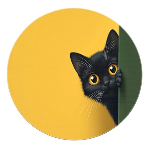 SHUODAOCO Niedliches Design Soft Home Decor Runde Teppiche 180cm - Verspielte Schwarze Katze Peeking Print Runder Bereich Teppich rutschfest für Schlafzimmer Foyer Sofa Eingangsbereich SHUODAOCO Niedliches Design Soft Home Decor Runde Teppiche 180cm - Verspielte Schwarze Katze Peeking Print Runder Bereich Teppich rutschfest für Schlafzimmer Foyer Sofa Eingangsbereich von SHUODAOCO