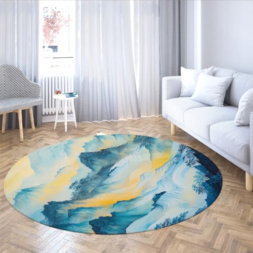 SHUODAOCO Orientalischer nebliger Wasserfall Berg Kreis Teppich 60cm - Schlafzimmer weicher runder Teppich für Wohnzimmer Bauernhaus Küche Boden unter Tisch Sofa SHUODAOCO Orientalischer nebliger Wasserfall Berg Kreis Teppich 60cm - Schlafzimmer weicher runder Teppich für Wohnzimmer Bauernhaus Küche Boden unter Tisch Sofa von SHUODAOCO