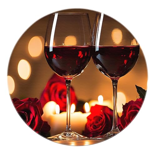 SHUODAOCO Romantische Weingläser Runder Teppich 90cm - Rot Roségold Kerzenlicht Rutschfester waschbarer weicher Kreisteppich für Esszimmer Schlafzimmer Wohnzimmer SHUODAOCO Romantische Weingläser Runder Teppich 90cm - Rot Roségold Kerzenlicht Rutschfester waschbarer weicher Kreisteppich für Esszimmer Schlafzimmer Wohnzimmer von SHUODAOCO