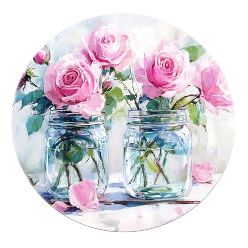 SHUODAOCO Rosa Rose Runde Teppiche 200cm - Romantischer Blumen Circular Teppich Waschbarer Rutschfester weicher Kreis Teppich für Schlafzimmer Bauernhaus Waschtisch Bereich Dekor SHUODAOCO Rosa Rose Runde Teppiche 200cm - Romantischer Blumen Circular Teppich Waschbarer Rutschfester weicher Kreis Teppich für Schlafzimmer Bauernhaus Waschtisch Bereich Dekor von SHUODAOCO