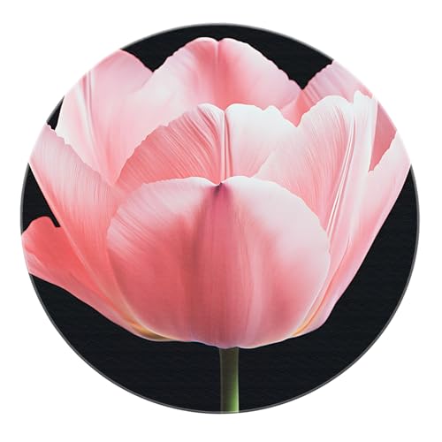 SHUODAOCO Rosa Tulip Bloom Runder Teppich 180cm - florales botanisches Muster rutschfeste waschbare weiche Türmatte für Wohnzimmer Schlafzimmer Wohnkultur Bauernhaus von SHUODAOCO