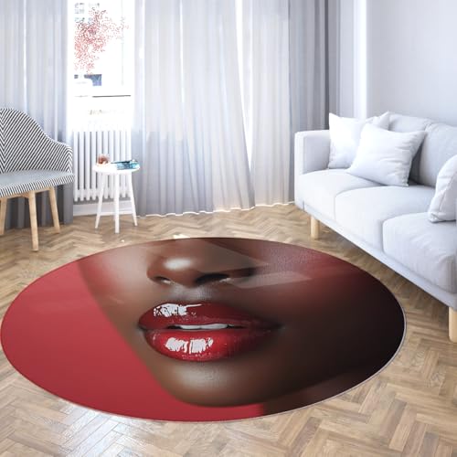 SHUODAOCO Roter Lippendruck Schlafzimmer Zirkulärer Teppich 200cm - Rutschfester waschbarer Wohnzimmer Runde Teppiche für Waschtisch Eingang Bauernhaus unter Tisch SHUODAOCO Roter Lippendruck Schlafzimmer Zirkulärer Teppich 200cm - Rutschfester waschbarer Wohnzimmer Runde Teppiche für Waschtisch Eingang Bauernhaus unter Tisch von SHUODAOCO
