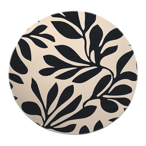 SHUODAOCO Runder Teppich mit schwarzem Blattmuster 100cm - minimalistischer einfarbiger Design Rutschfester waschbarer weicher Kreisteppich für die Einrichtung des Arbeitszimmerbüros SHUODAOCO Runder Teppich mit schwarzem Blattmuster 100cm - minimalistischer einfarbiger Design Rutschfester waschbarer weicher Kreisteppich für die Einrichtung des Arbeitszimmerbüros von SHUODAOCO