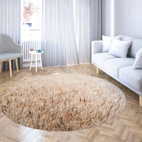 SHUODAOCO Rustikales Design Soft Living Room Runde Teppiche 200cm - Weizenfeld Print Runder Teppich rutschfest für Gästezimmer Flur Home Decor Office SHUODAOCO Rustikales Design Soft Living Room Runde Teppiche 200cm - Weizenfeld Print Runder Teppich rutschfest für Gästezimmer Flur Home Decor Office von SHUODAOCO