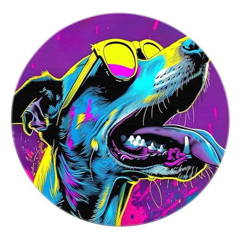 SHUODAOCO Sonnenbrille Hund Runder Bereich Teppich 90cm - weicher tragbarer waschbarer lila Kreis Teppiche für Wohnzimmer Bauernhaus Küche Balkon Hotel Bar SHUODAOCO Sonnenbrille Hund Runder Bereich Teppich 90cm - weicher tragbarer waschbarer lila Kreis Teppiche für Wohnzimmer Bauernhaus Küche Balkon Hotel Bar von SHUODAOCO