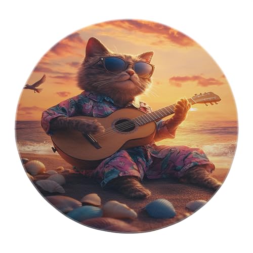 SHUODAOCO Tier Runde Fläche Teppich 60cm - Sonnenbrille Katze Strumming Gitarrenteppich Low Pile Boho Teppiche für Schlafzimmer Eingangsbereich Wohnzimmer Esszimmer SHUODAOCO Tier Runde Fläche Teppich 60cm - Sonnenbrille Katze Strumming Gitarrenteppich Low Pile Boho Teppiche für Schlafzimmer Eingangsbereich Wohnzimmer Esszimmer von SHUODAOCO