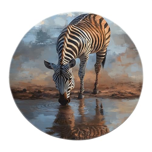 SHUODAOCO Tier runder Teppich 120cm - Zebra waschbare runde Teppiche schwarz gelb weicher Teppich für Gästezimmer Flur Wohnkultur Büro Bauernhaus von SHUODAOCO