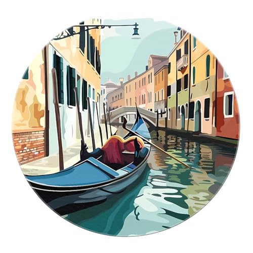 SHUODAOCO Venedig Künstlerische Illustration Runde Teppiche - Dreamy Water Town Rutschfester Faltbarer Teppich für Hotel Cafe Bar Esszimmer Eingangsbereich 120cm SHUODAOCO Venedig Künstlerische Illustration Runde Teppiche - Dreamy Water Town Rutschfester Faltbarer Teppich für Hotel Cafe Bar Esszimmer Eingangsbereich 120cm von SHUODAOCO