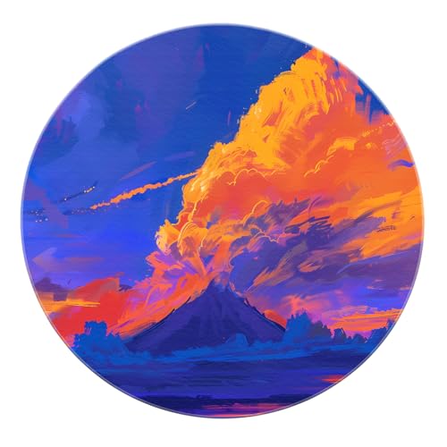 SHUODAOCO Volcanic Eruption Runder Teppich - Orange-Rot Blau-Lila Teppiche Waschbarer weicher Rutschfester Fußmatte für Schlafzimmer Wohnzimmer Esszimmer 160cm SHUODAOCO Volcanic Eruption Runder Teppich - Orange-Rot Blau-Lila Teppiche Waschbarer weicher Rutschfester Fußmatte für Schlafzimmer Wohnzimmer Esszimmer 160cm von SHUODAOCO