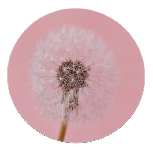 SHUODAOCO Waschbare weiche Löwenzahn Rosa geblümte runde Teppiche 60cm - Moderne Palnt Mädchen Schlafzimmer Wohnzimmer Runde Fläche Teppich rutschfest für Wohnheim Dekor von SHUODAOCO
