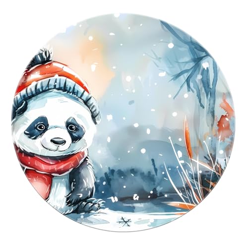 SHUODAOCO Winter Panda Runder Teppich 180cm - Waschbare Flächenteppiche Rot Schwarz rutschfest Weich Tragbar Für Bauernhaus Eingangsbereich Wohnzimmer Esszimmer Foyer SHUODAOCO Winter Panda Runder Teppich 180cm - Waschbare Flächenteppiche Rot Schwarz rutschfest Weich Tragbar Für Bauernhaus Eingangsbereich Wohnzimmer Esszimmer Foyer von SHUODAOCO