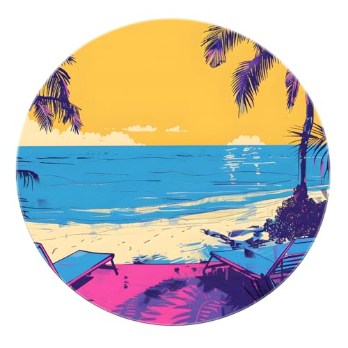 Sommer Strand Boho Runde Teppiche - Blau Gelb Teppiche Für Kinderzimmer Spielzimmer Arbeitszimmer Studio Küche Schlafzimmer Eingangsbereich Wohnzimmer 60cm Sommer Strand Boho Runde Teppiche - Blau Gelb Teppiche Für Kinderzimmer Spielzimmer Arbeitszimmer Studio Küche Schlafzimmer Eingangsbereich Wohnzimmer 60cm von SHUODAOCO
