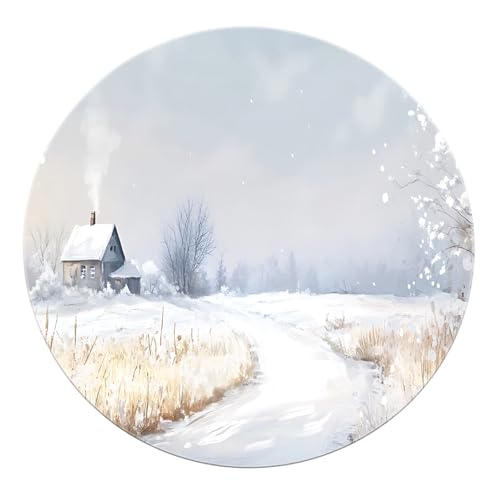 Winter Snow Cabin Runder Teppich 100cm - Grau Weiß Abstrakte Landschaft Rutschfester Waschbarer Weicher Kreisteppich Für Arbeitszimmer Gästezimmer Schlafzimmer Winter Snow Cabin Runder Teppich 100cm - Grau Weiß Abstrakte Landschaft Rutschfester Waschbarer Weicher Kreisteppich Für Arbeitszimmer Gästezimmer Schlafzimmer von SHUODAOCO