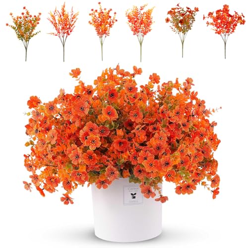SHUOHONG 10 Bündel Kunstblumen Herbst Deko, Herbstblumen Künstlich, Künstliche Blumen, Künstlich Eukalyptus, Herbstlaub Dekozweige Gelb für Herbstdeko Innen Draußen Fensterbank Deko (A) von SHUOHONG