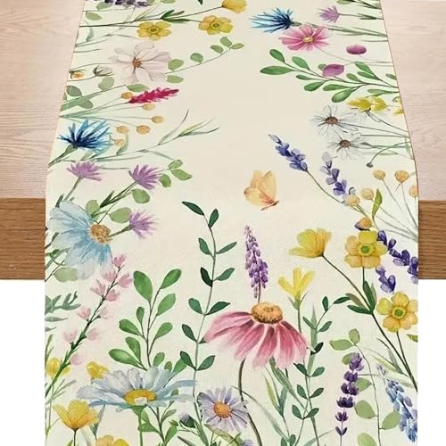 SHUOHONG Tischläufer Modern, Mode Gänseblümchen Lavendel Blumen Blätter Eukalyptus, Tischläufer Outdoor, für Esszimmer Party Urlaub Buffetpartys und Camping, 183 x 33 cm SHUOHONG Tischläufer Modern, Mode Gänseblümchen Lavendel Blumen Blätter Eukalyptus, Tischläufer Outdoor, für Esszimmer Party Urlaub Buffetpartys und Camping, 183 x 33 cm von SHUOHONG