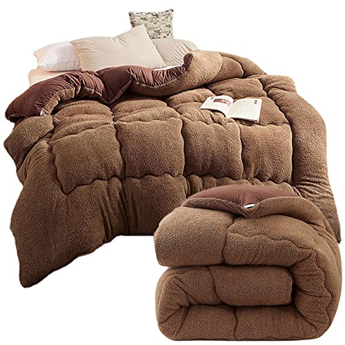 SHUOJIA Bettwäsche Winter Verdickte Winterdecke Lammsamt Steppdecke Kern Doppelte Warme Frühlings- Und Herbstdecke Einzeldecke Doppelseitiges Fleece (200×230cm 3kg,Dark Brown) von SHUOJIA