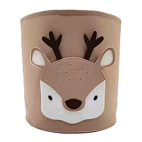 SHUOJIA Aufbewahrungskörbe - Filz Korb Spielzeug Aufbewahrung Organizer Zusammenklappbare Babykorb Dekorative Geschenkbox Für Kindergarten & Kinderzimmer (Deer,L) von SHUOJIA