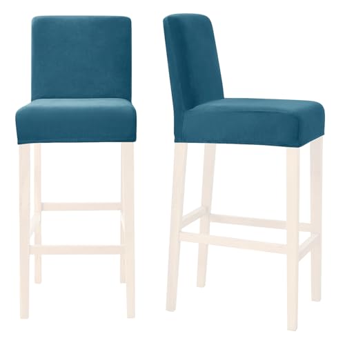 SHUOJIA Bar Stuhlhussen Barhocker Stretch Stuhlhusse Abdeckungen Schonbezug Sitzbezug Hussen Abnehmbar Waschbar Stuhlbezug Für Barhocker Stuhl 2/4/6 Stück (Fog Blue,2 Pcs) von SHUOJIA