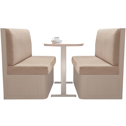 SHUOJIA Camper Kissenbezüge - RV Dinette Kissenbezüge,Bezüge Für Wohnwagenpolster Jacquard, rutschfeste Wohnmobil Sitzbezüge Mit 2 Cord,Sofa Sitzkissenbezug (Khaki,2 Pcs) von SHUOJIA