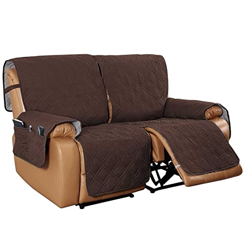 SHUOJIA Lehnsofabezug, Maschinenwaschbares Sofakissen, Stuhlbezug, Sesselmatte Mit Tasche Sofabezüge ür Kinder, Hunde, Haustiere (Dark Brown,2-Seater) von SHUOJIA