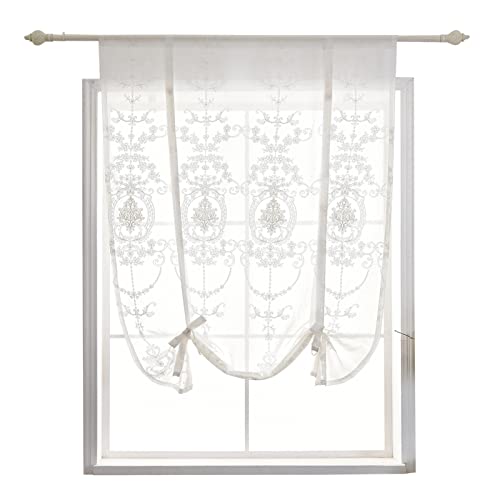 SHUOJIA Raffrollo Mit Schlaufen Gardinen Küche Raffgardinen Transparent Schlaufenrollo Vorhänge Modern Voile (A-10,120 * 140cm (47 * 55 inch)) von SHUOJIA
