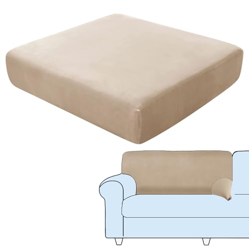 SHUOJIA Sofa-Sitzkissenbezüge, Sofakissen-Bezüge Stretch-Samt,Sitzkissenschutz,Couchkissen-Bezüge Ersatz Für Individuelle Kissen Mit Elastischem Stoff (Beige,Backrest Cover) von SHUOJIA
