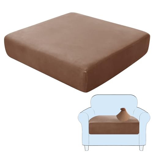 SHUOJIA Sofa-Sitzkissenbezüge, Sofakissen-Bezüge Stretch-Samt,Sitzkissenschutz,Couchkissen-Bezüge Ersatz Für Individuelle Kissen Mit Elastischem Stoff (Brown,1-Seater) von SHUOJIA