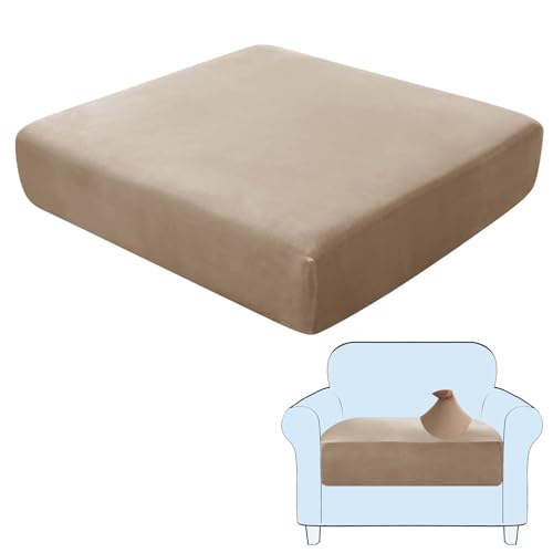 SHUOJIA Sofa-Sitzkissenbezüge, Sofakissen-Bezüge Stretch-Samt,Sitzkissenschutz,Couchkissen-Bezüge Ersatz Für Individuelle Kissen Mit Elastischem Stoff (Camel,Large-1-Seater) von SHUOJIA