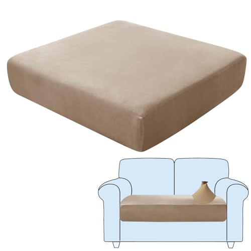 SHUOJIA Sofa-Sitzkissenbezüge, Sofakissen-Bezüge Stretch-Samt,Sitzkissenschutz,Couchkissen-Bezüge Ersatz Für Individuelle Kissen Mit Elastischem Stoff (Camel,Large-2-Seater) von SHUOJIA