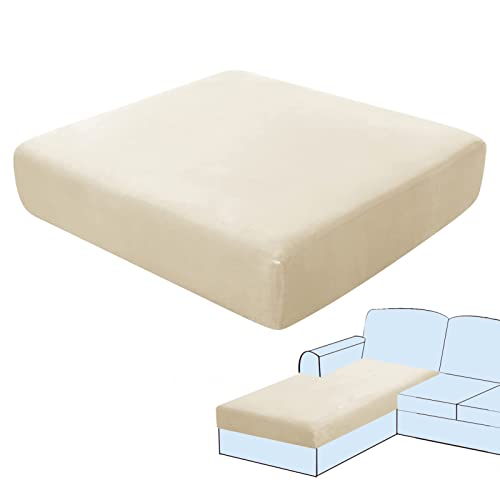 SHUOJIA Sofa-Sitzkissenbezüge, Sofakissen-Bezüge Stretch-Samt,Sitzkissenschutz,Couchkissen-Bezüge Ersatz Für Individuelle Kissen Mit Elastischem Stoff (Cream Color,Chaise Longue) von SHUOJIA