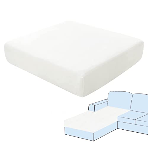 SHUOJIA Sofa-Sitzkissenbezüge, Sofakissen-Bezüge Stretch-Samt,Sitzkissenschutz,Couchkissen-Bezüge Ersatz Für Individuelle Kissen Mit Elastischem Stoff (White,Chaise Longue) von SHUOJIA