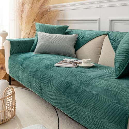 SHUOJIA Sofabezug Anti Rutsch Sofaschutz Sofaschoner,Hund Katze Überwurf Hundedecke Ecksofa Sofa Schutzdecke Schonbezug Sofa Abdeckung Sofaüberwurf Couchhusse (Leaves-Green,110x210cm) von SHUOJIA
