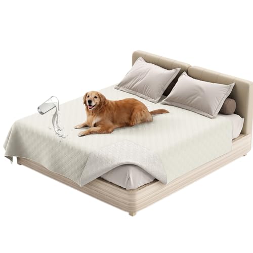 SHUOJIA wasserdichte Hundedecke,urinbeständige Haustierdecke für Couchbett,Kleine,Mittelgroße Hunde,Katzen, Autositzschutz,100% Flüssigkeitsbeständig,Waschbar (52x82in,White) von SHUOJIA