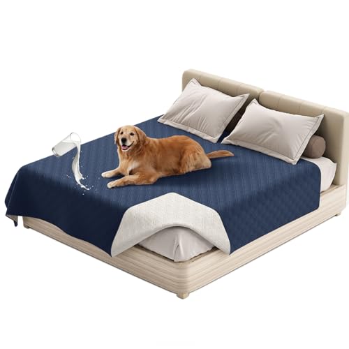 SHUOJIA wasserdichte Hundedecke,urinbeständige Haustierdecke für Couchbett,Kleine,Mittelgroße Hunde,Katzen, Autositzschutz,100% Flüssigkeitsbeständig,Waschbar (68x82in,Blue) von SHUOJIA