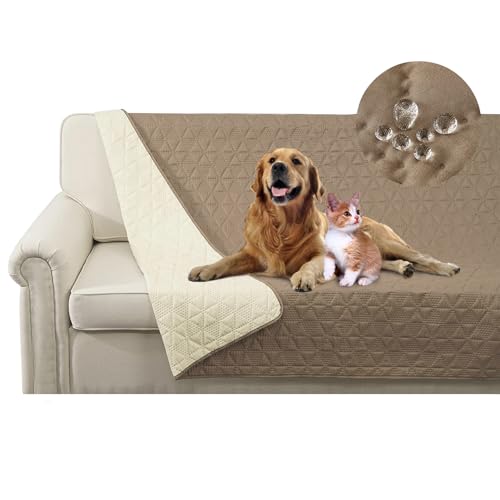 SHUOJIA wasserdichte Hundedecke für Couch,Haustier-Couchschutz, große Haustierdecken für Hunde und Katzen,rutschfeste Bettsofa-Möbelschutzmatte (30"x70",Khaki) von SHUOJIA