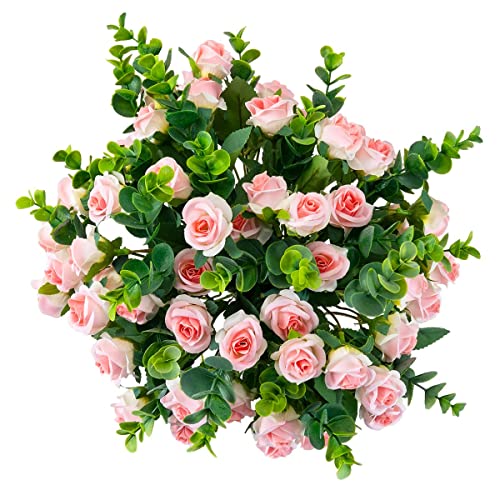 SHUOTAO Künstliche Blumen gefälschte Seidenrose für Dekoration, 33 Köpfe, kleine Rosen, blühender Kunstblumenstrauß mit Stiel für DIY-Vase, Zuhause, Hochzeit, Party, 3 Stück, Rosa von SHUOTAO