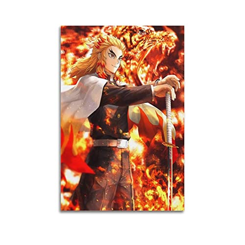 Demon Slayer Role Purgatory Kyoujuro Poster Dekorative Malerei Leinwand Wandkunst Wohnzimmer Poster Schlafzimmer Malerei 12x18inch(30x45cm) von SHUPSY